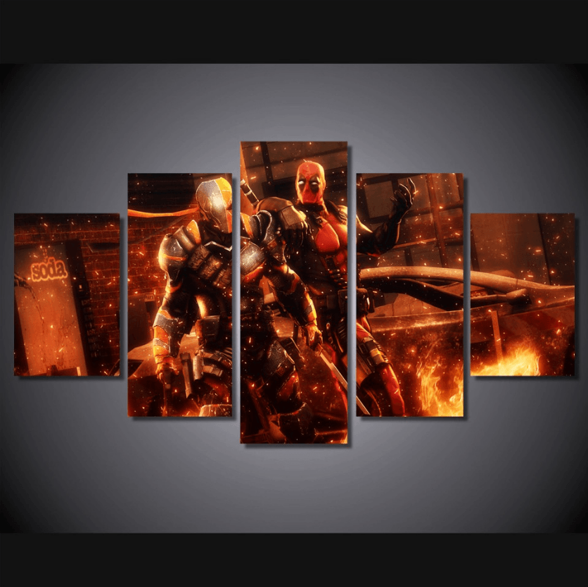 5 Panel Deadpool Marvel Comics Superhero Framed Wall Canvas | Octo Treasures