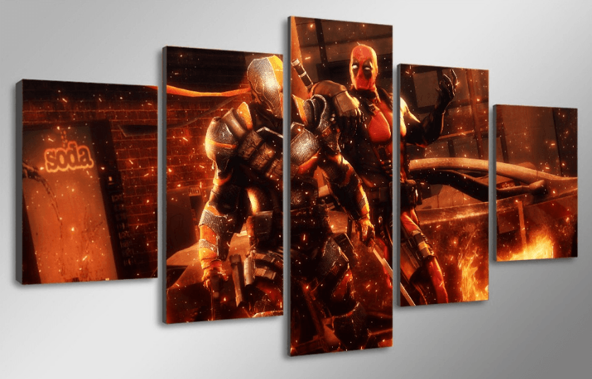 5 Panel Deadpool Marvel Comics Superhero Framed Wall Canvas | Octo Treasures