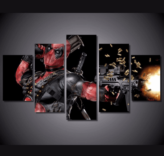 5 Panel Marvel Comic Deadpool Superhero Framed Wall Canvas Art | Octo Treasures