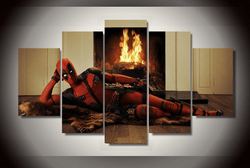 5 Panel Marvel Deadpool Superhero Framed Wall Canvas Art | Octo Treasures