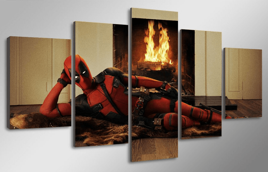 5 Panel Marvel Deadpool Superhero Framed Wall Canvas Art | Octo Treasures