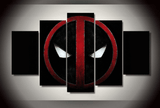 5 Piece Multi Panel Framed Marvel Comic Super Hero Deadpool Face Mark Wall Canvas Art | Octo Treasures