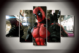5 Piece Multi Panel Modern Home Decor Framed Deadpool Marvel Comic Super Hero Wall Canvas Art | Octo Treasures