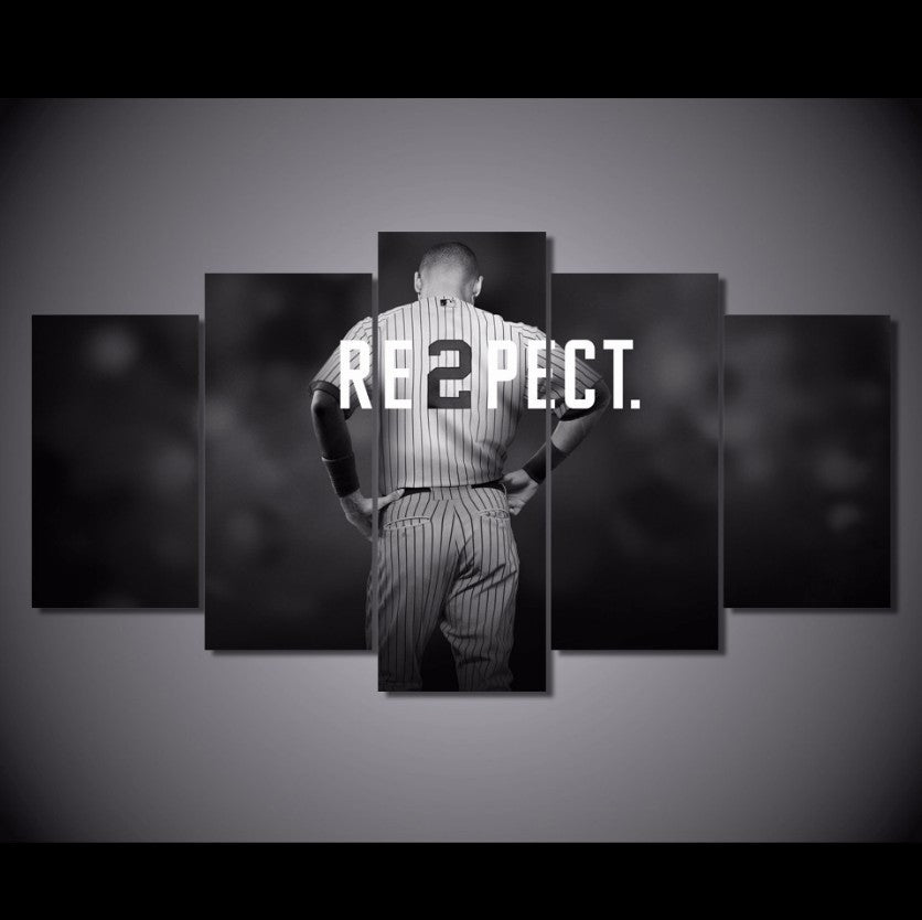 5 Panel Respect Baseball Player Framed Wall Canvas | Octo Treasures