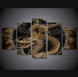 5 Panel Dragon Art Framed Wall Canvas | Octo Treasures