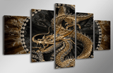 5 Panel Dragon Art Framed Wall Canvas | Octo Treasures