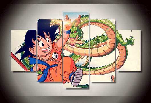 5 Piece Multi Panel Modern Home Decor Framed Dragon Ball Anime Character Goku Wall Canvas Art | Octo Treasures