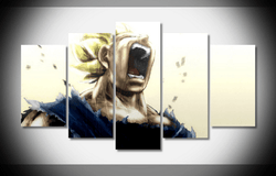 5 Panel Dragon Ball Z Super Saiyan Vegeta Framed Wall Canvas | Octo Treasures