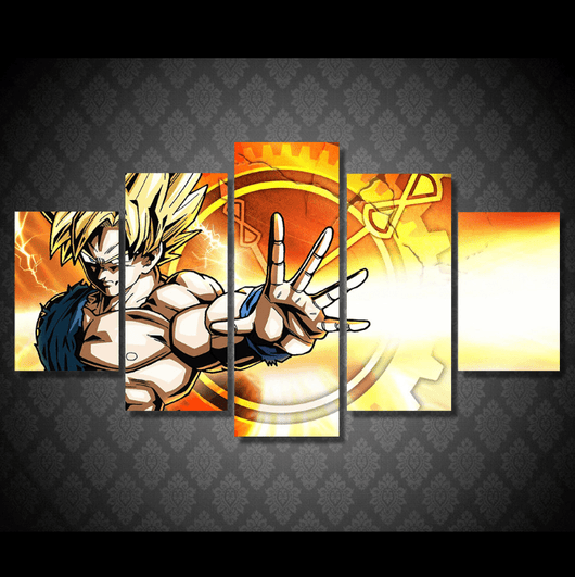 5 Panel Goku Dragon Ball Z Framed Wall Canvas | Octo Treasures