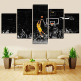 5 Panel Framed Kobe Bryant LA Lakers Buzzer Beater Wall Canvas | Octo Treasures