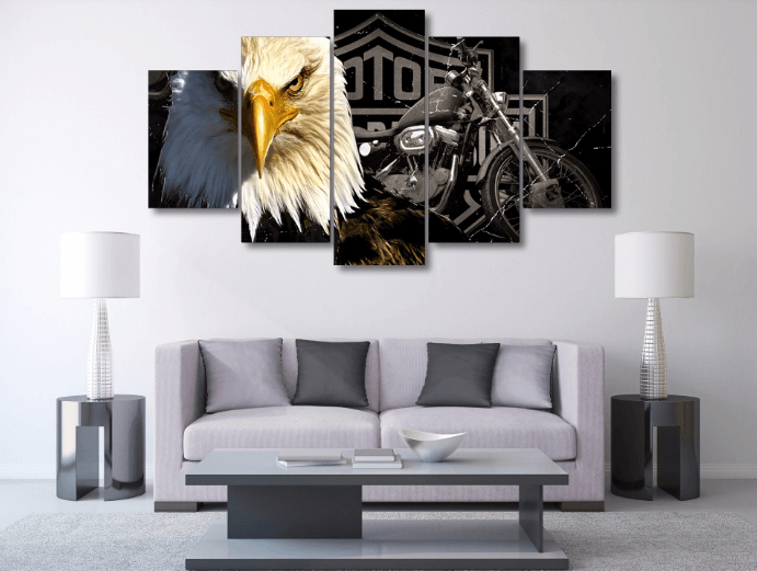 Harley Davidson 5 Piece Canvas Framed Wall Art | Octo Treasures