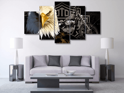 Harley Davidson 5 Piece Canvas Framed Wall Art | Octo Treasures
