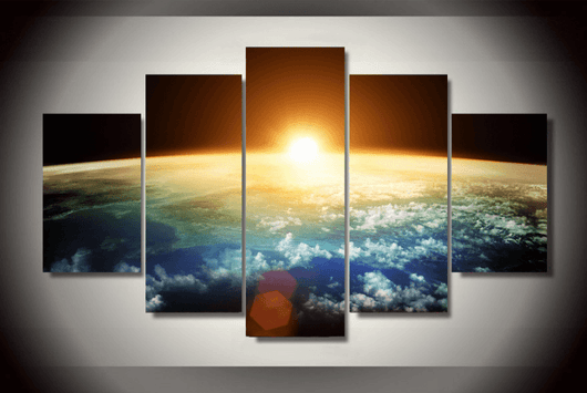 5 Pieces Multi Panel Modern Home Decor Framed Sunrise Wall Canvas Art | Octo Treasures