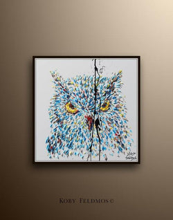Owl Wisdom Unframed Original Oil Painting Koby Feldmos | Octo Treasures