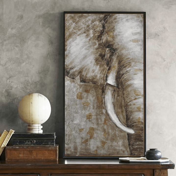 1 Panel Savanna Elephant Oil Painting Unframed Modern Wall Canvas | Octo Treasures