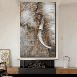 1 Panel Savanna Elephant Oil Painting Unframed Modern Wall Canvas | Octo Treasures