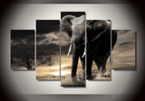 5 Pieces Multi Panel Modern Home Decor Framed Africa Elephant Wall Canvas Art | Octo Treasures
