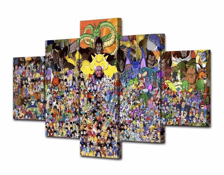5 Panel Dragon Ball Z Anime Framed Wall Canvas | Octo Treasures