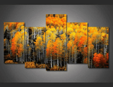 5 Pieces Multi Panel Modern Home Decor Framed Fall Autumn Woods Wall Canvas Art | Octo Treasures