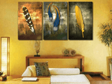 3 Panel Colorful Feather Framed Wall Canvas | Octo Treasures