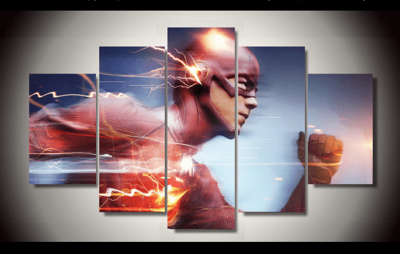 5 Piece multi Panel Modern Home Decor Framed Running Flash DC Comic Super Hero Wall Canvas Art | Octo Treasures