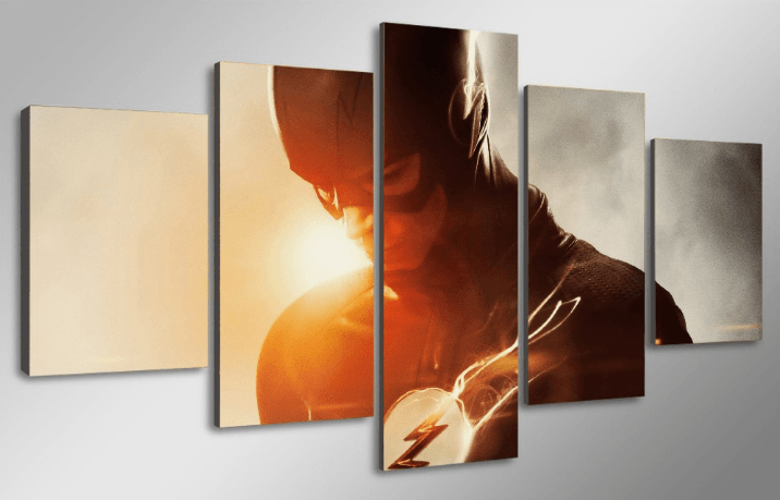 5 Panel Flash DC Comics Framed Wall Canvas Art | Octo Treasures