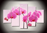 5 Pieces Multi Panel Modern Home Decor Framed Pink Orchid Flowers Wall Canvas Art | Octo Treasures