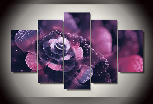 5 Pieces Multi Panel Modern Home Decor Framed Spring Wild Flower Wall Canvas Art | Octo Treasures