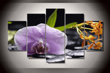 5 Pieces Multi Panel Modern Home Decor Framed Orchid Flower Wall Canvas Art | Octo Treasures