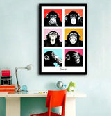 1 Panel Chimpanzee Framed Wall Canvas Art | Octo Treasures