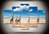 5 Pieces Multi Panel Modern Home Decor Framed Africa Safari Giraffe Wall Canvas Art | Octo Treasures