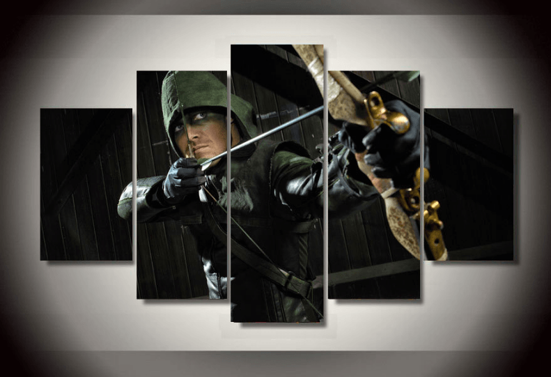 5 Panel Green Arrow DC Comics Superhero Framed Wall Canvas Art | Octo Treasures