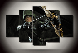5 Panel Green Arrow DC Comics Superhero Framed Wall Canvas Art | Octo Treasures