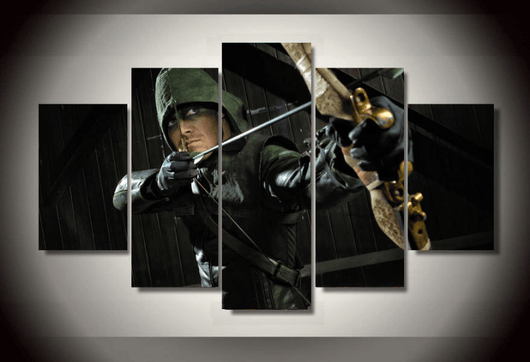 5 Panel Green Arrow DC Comics Superhero Framed Wall Canvas Art | Octo Treasures