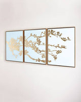 "Blossoming in Gold" Painting 3 Panel Framed Wall Canvas | Octo Treasures