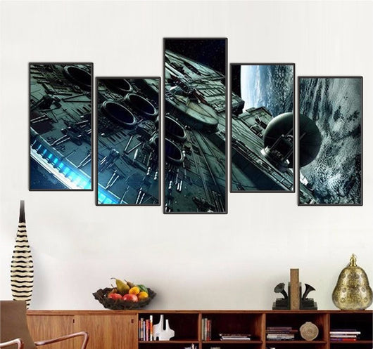 Millennium Falcon 5 Piece Canvas Framed Wall Art | Octo Treasures