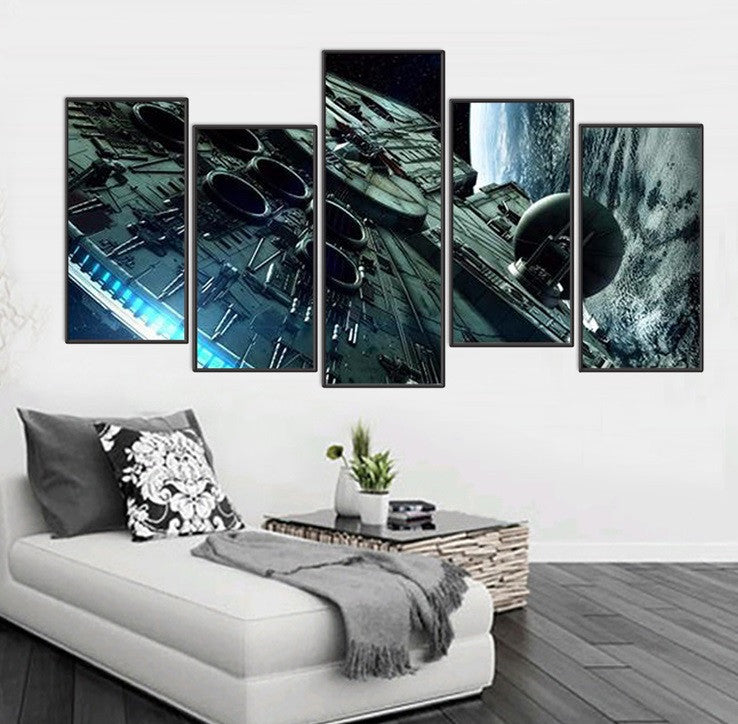 Millennium Falcon 5 Piece Canvas Framed Wall Art | Octo Treasures
