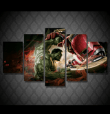 5 Piece Multi Panel Modern Home Decor Framed Hulk Vs Iron Man Marvel Comics Wall Canvas Art | Octo Treasures