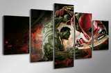 5 Piece Multi Panel Modern Home Decor Framed Hulk Vs Iron Man Marvel Comics Wall Canvas Art | Octo Treasures