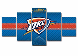 5 Panel Framed OKC Thunder NBA Wall Art Canvas | Octo Treasures