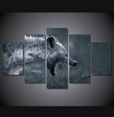 5 Pieces Multi Panel Modern Home Decor Framed Wild Hyena Wall Canvas Art | Octo Treasures