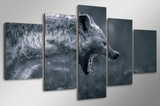 5 Pieces Multi Panel Modern Home Decor Framed Wild Hyena Wall Canvas Art | Octo Treasures
