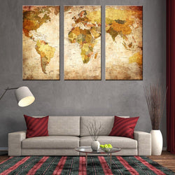 Classic/Vintage World Map Art Framed Canvas | Octo Treasures