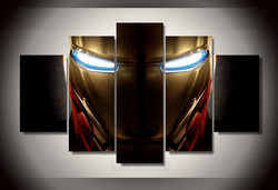 5 Piece Multi Panel Modern Home Decor Framed Iron Man Helmet Marvel Comic Wall Canvas Art | Octo Treasures
