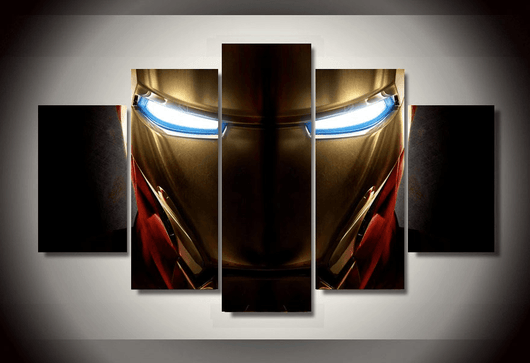5 Piece Multi Panel Modern Home Decor Framed Iron Man Helmet Marvel Comic Wall Canvas Art | Octo Treasures