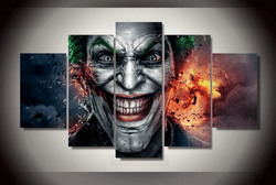 5 Piece Multi Panel Modern Home Decor Framed Joker DC Comic Super Villain Wall Canvas Art | Octo Treasures