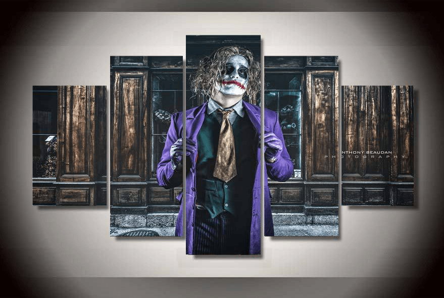 5 Piece Multi Panel Modern Home Decor Framed The Joker DC Comic Wall Canvas Art | Octo Treasures