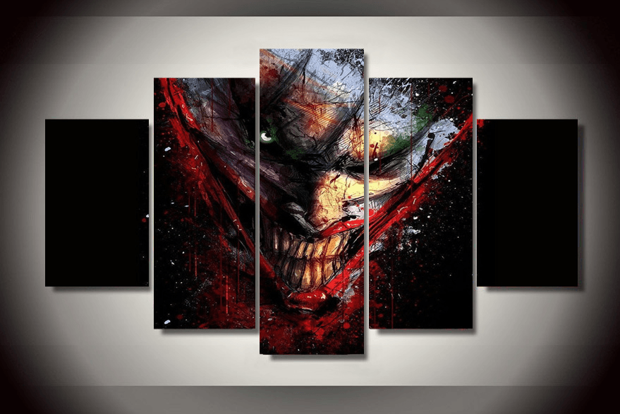 5 Piece Multi Panel Modern Home Decor Framed The Joker DC Comic Wall Canvas Art | Octo Treasures