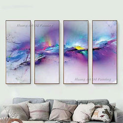 4 Panel Abstract Cloud Oil Painting Unframed Modern Wall Canvas | Octo Treasures