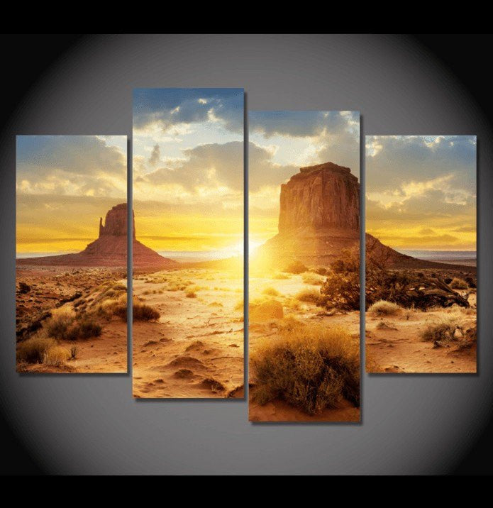 4 Panel Framed Desert Modern Landscape Wall Canvas Art | Octo Treasures